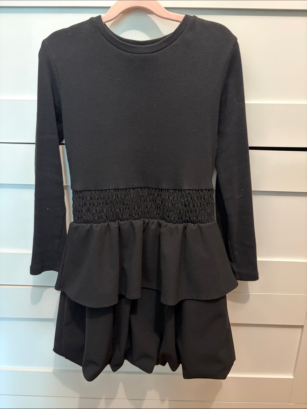 Zara Black Long-Sleeve Peplum Dress
